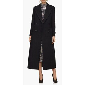 Avec Les Filles Navy Double-Breasted Long Coat Size Small Wool Blend NWT